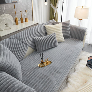 Winter Thickened Rabbit Plush Non-slip Sofa Cushion, Faux Fur Fluffy Furniture Protector