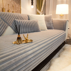 Winter Thickened Rabbit Plush Non-slip Sofa Cushion, Faux Fur Fluffy Furniture Protector