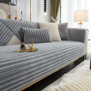 Winter Thickened Rabbit Plush Non-slip Sofa Cushion, Faux Fur Fluffy Furniture Protector