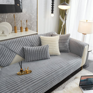 Winter Thickened Rabbit Plush Non-slip Sofa Cushion, Faux Fur Fluffy Furniture Protector