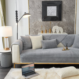 Winter Thickened Rabbit Plush Non-slip Sofa Cushion, Faux Fur Fluffy Furniture Protector