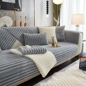 Winter Thickened Rabbit Plush Non-slip Sofa Cushion, Faux Fur Fluffy Furniture Protector