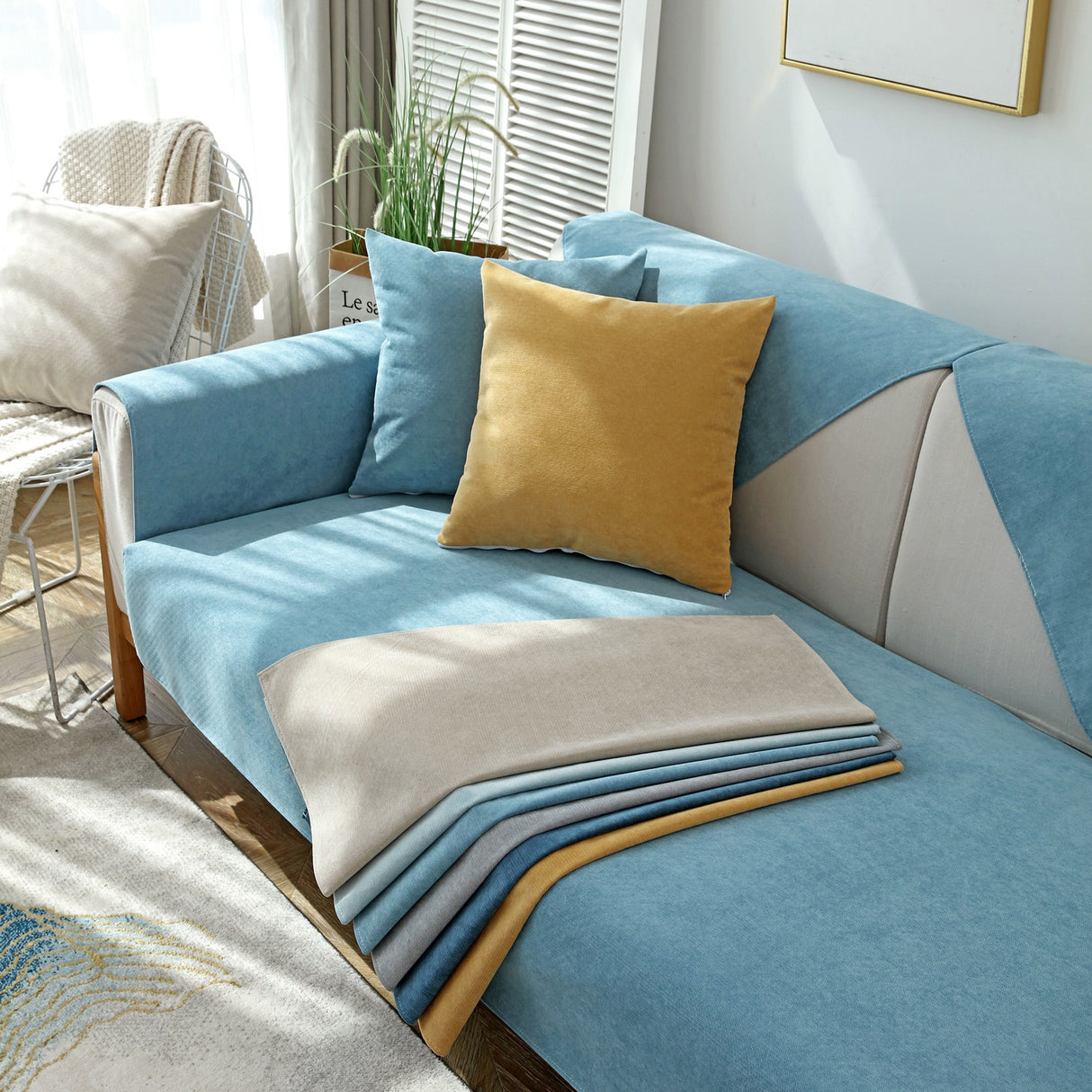 Waterproof Non-Slip Quilted Corduroy Sofa Covers for Pets, Sectional Couch Covers