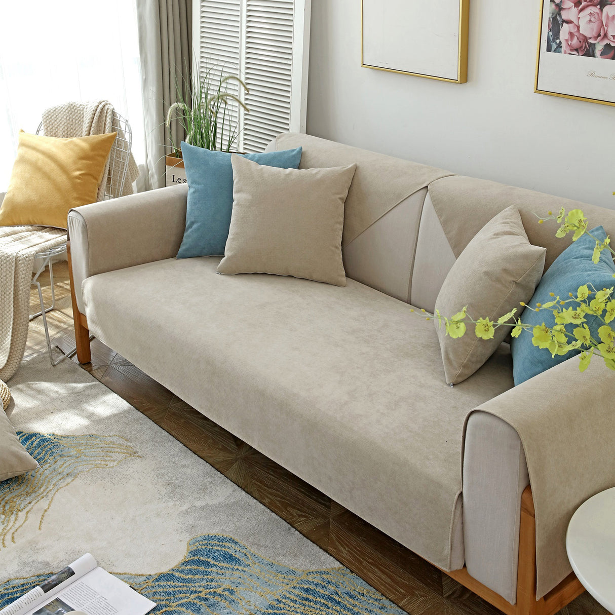 Waterproof Non-Slip Quilted Corduroy Sofa Covers for Pets, Sectional Couch Covers