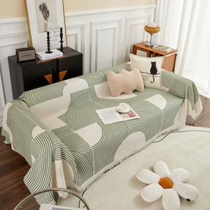 Cotton Jacquard Lucky Gather Sofa Cover Blanket, L Shaped Couch Cover, Sofa Throw Cover