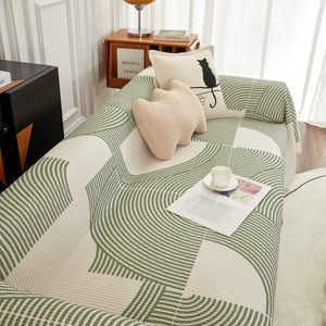 Cotton Jacquard Lucky Gather Sofa Cover Blanket, L Shaped Couch Cover, Sofa Throw Cover