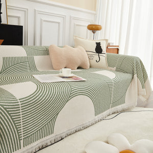 Cotton Jacquard Lucky Gather Sofa Cover Blanket, L Shaped Couch Cover, Sofa Throw Cover