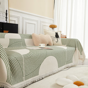 Cotton Jacquard Lucky Gather Sofa Cover Blanket, L Shaped Couch Cover, Sofa Throw Cover