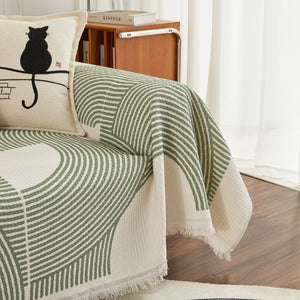 Cotton Jacquard Lucky Gather Sofa Cover Blanket, L Shaped Couch Cover, Sofa Throw Cover