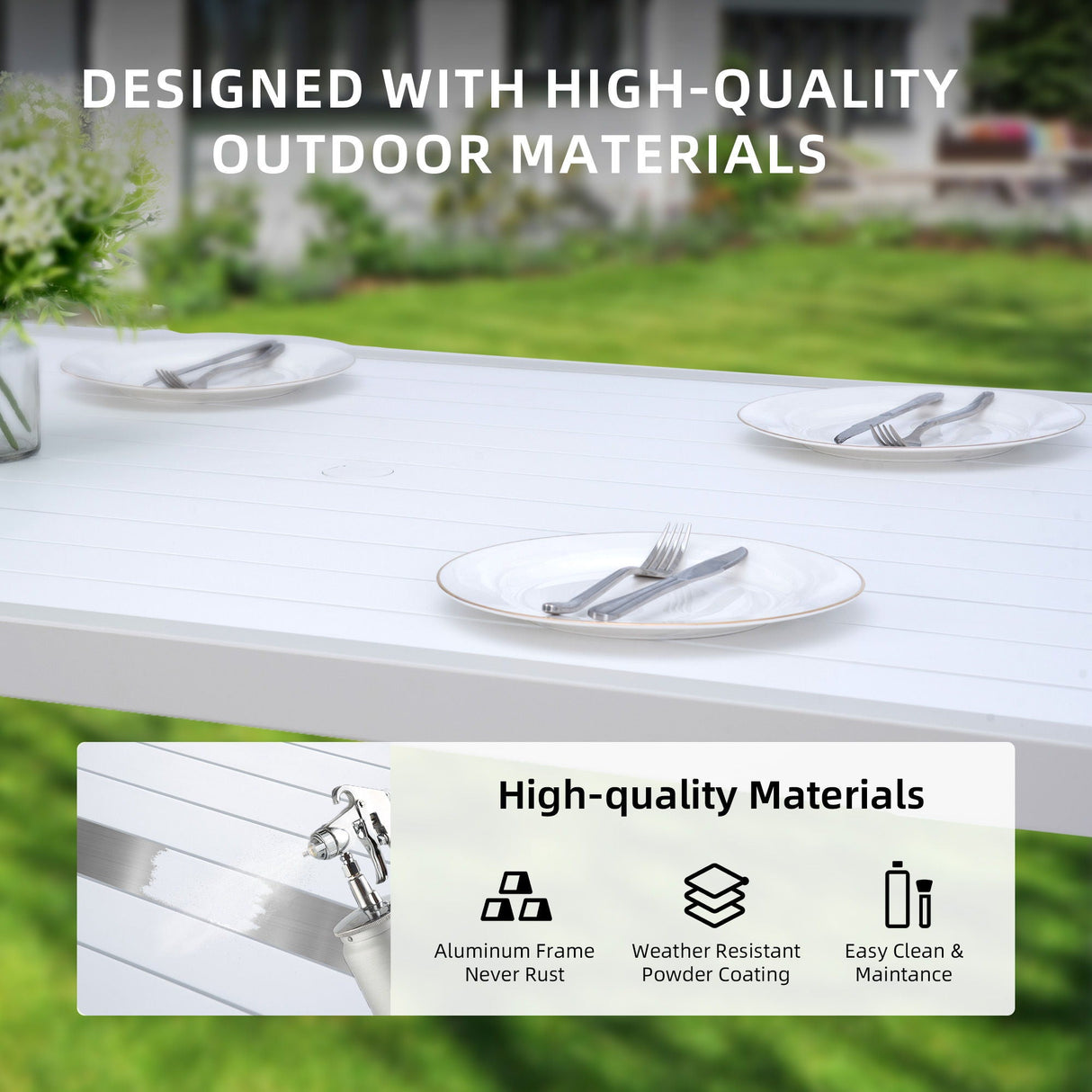 6 Piece Dining Set Modern Outdoor Patio Furniture, Including 4 Dining Chairs & 1 Dining Bench Sunbrella Fabric Cushioned And Two-Tone Rectangle Table With Umbrella Hole - Matte White / Grayish by Couch.com