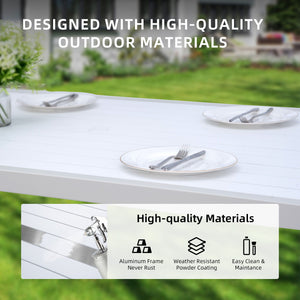 6 Piece Dining Set Modern Outdoor Patio Furniture, Including 4 Dining Chairs & 1 Dining Bench Sunbrella Fabric Cushioned And Two-Tone Rectangle Table With Umbrella Hole - Matte White / Grayish by Couch.com