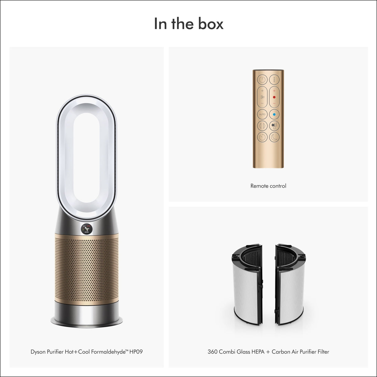 DYSON AIR PURIFIER HOT+COOL FAN FORMALDEHYDE HP09 SMART TOWER in WHITE/GOLD