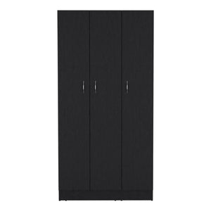 Wardrobe Armoire With 3 Doors And 2 Inner Drawers, 3 Doors - Black by Couch.com