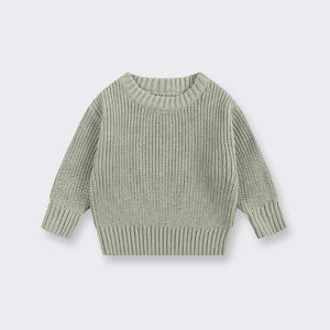 Simple Solid Color Girls' Round Neck Base Knitwear