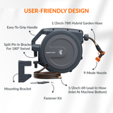 Retractable Garden Hose Reel-1/2in-78ft Metal Bracket