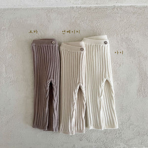 Infant Toddler Home Wearable Sunken Stripe Knitted Leggings