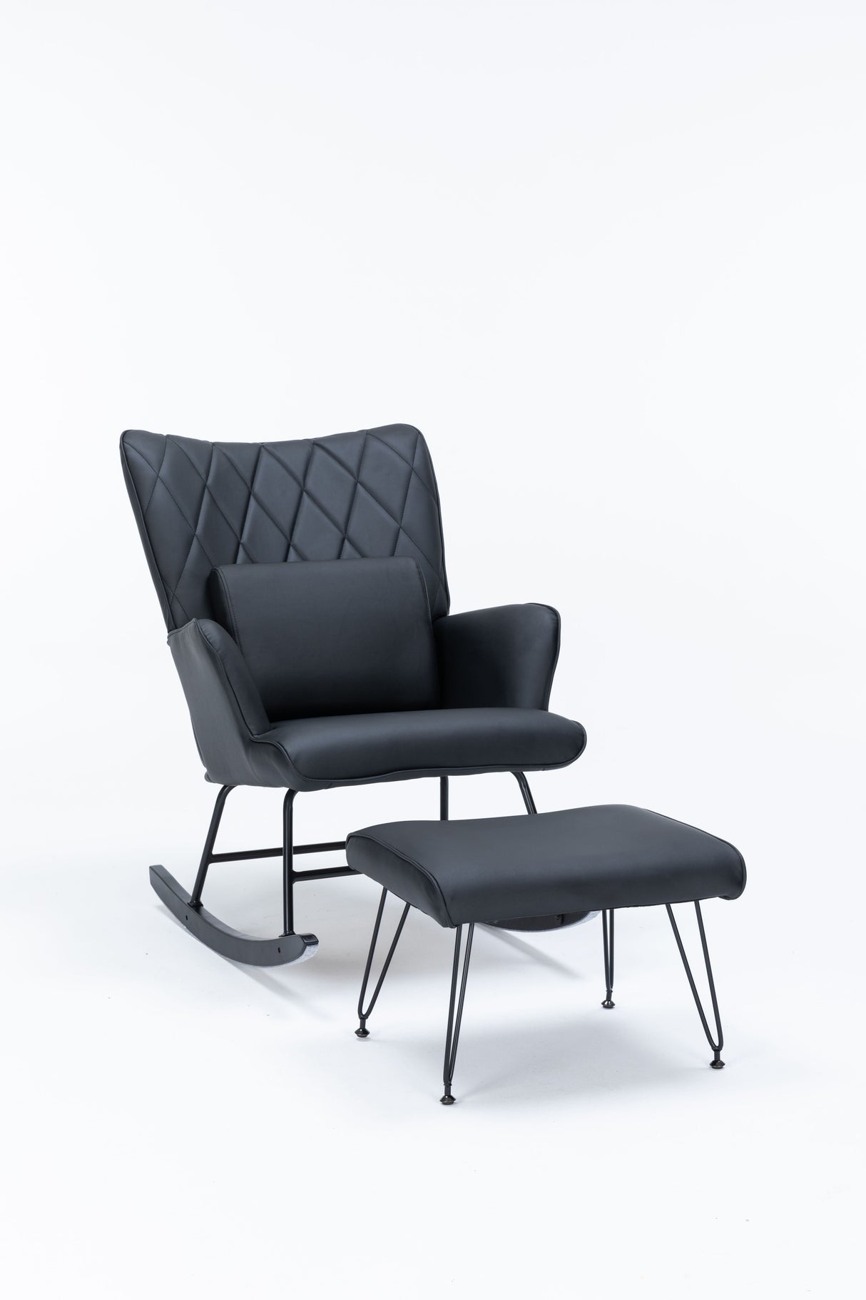 Rocking Accent Chair With Lumbar Pillow And Ottoman by Couch.com