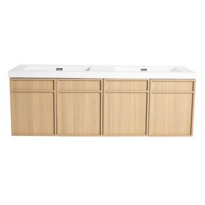 Wall-Mounted Bathroom Vanity With Resin Sink And Soft Closing Doors