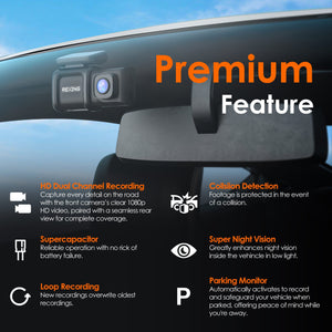 Rexing DT2 Dual Channel 1080p Front and Rear Dash Cam (Open Box)