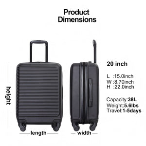 20" Carry On Luggage Lightweight Suitcase, Spinner Wheels by Couch.com
