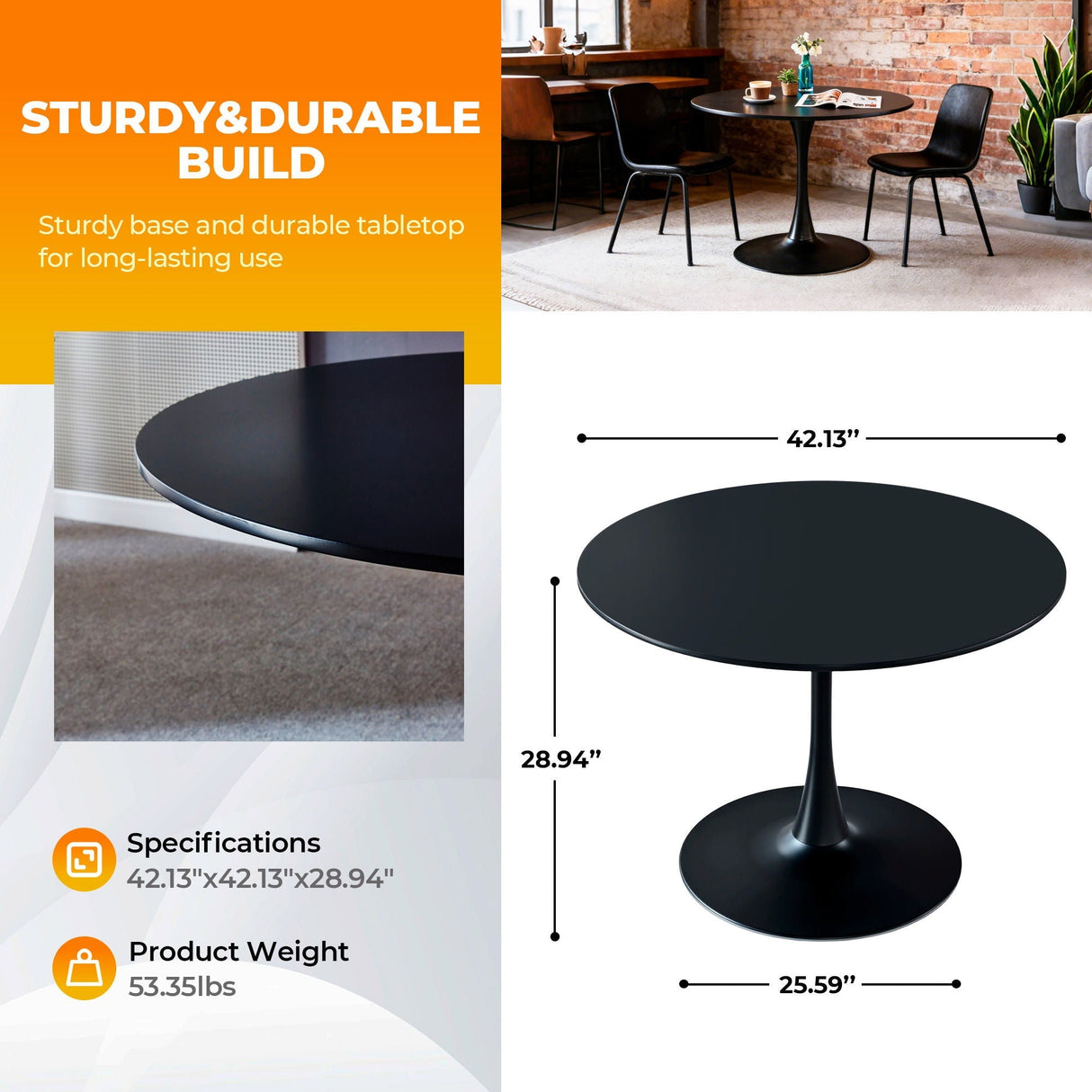 Mid-Century Tulip Dining Table With Round Top
