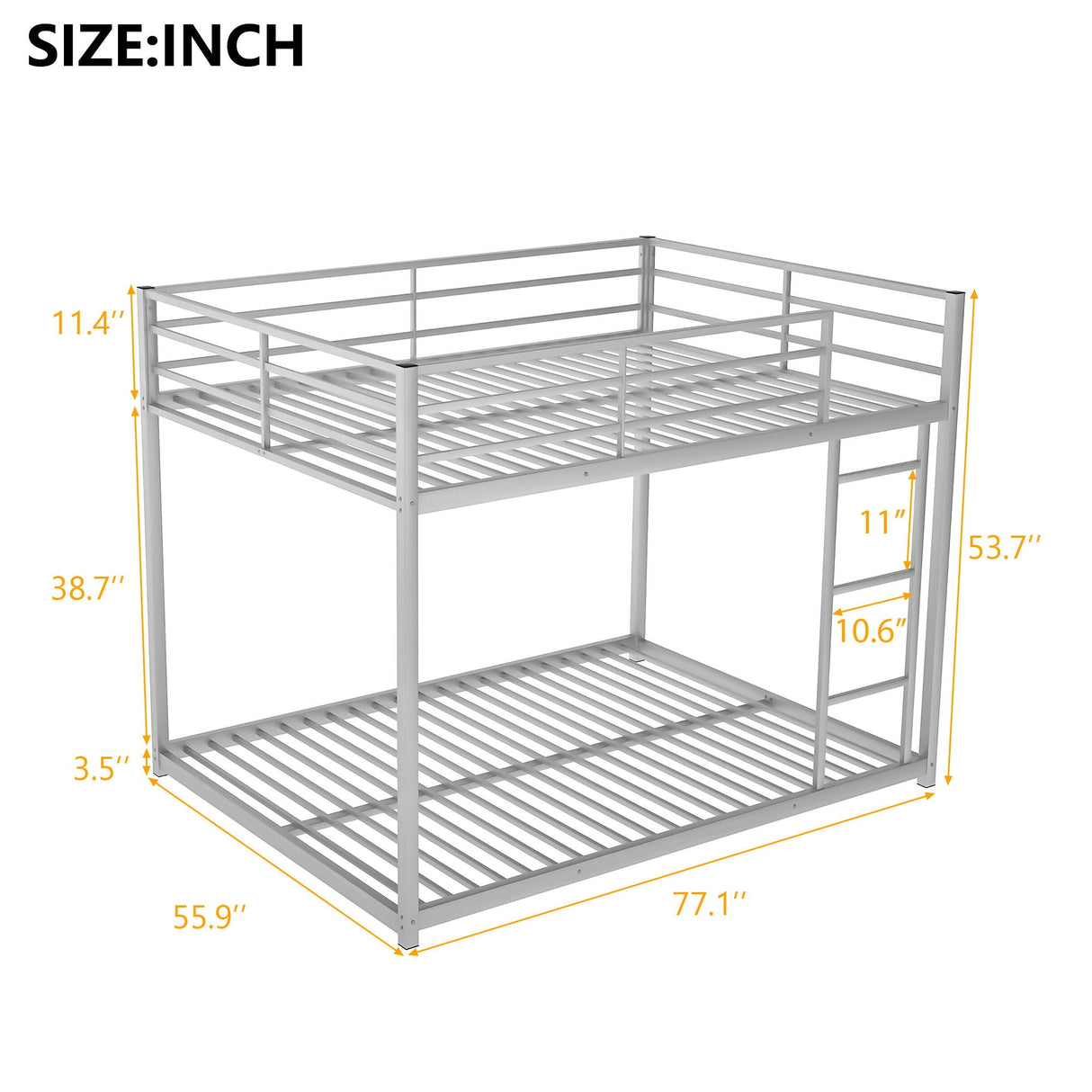 Metal Bunk Bed, Low Bunk Bed With Ladder by Couch.com