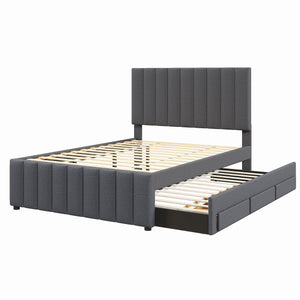 Upholstered Platform Bed With Twin Size Trundle And 3 Drawers by Couch.com
