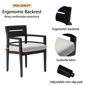 7 Piece Dining Set Modern Outdoor Patio Furniture, Including 4 Dining Chairs & 2 Swivel Rockers Sunbrella Fabric Cushioned And Rectangle Dining Table With Umbrella Hole by Couch.com