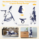 A-Shaped High Chair with 4 Lockable Wheels-Black
