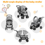 Foldable Lightweight Front Back Seats Double Baby Stroller-Black