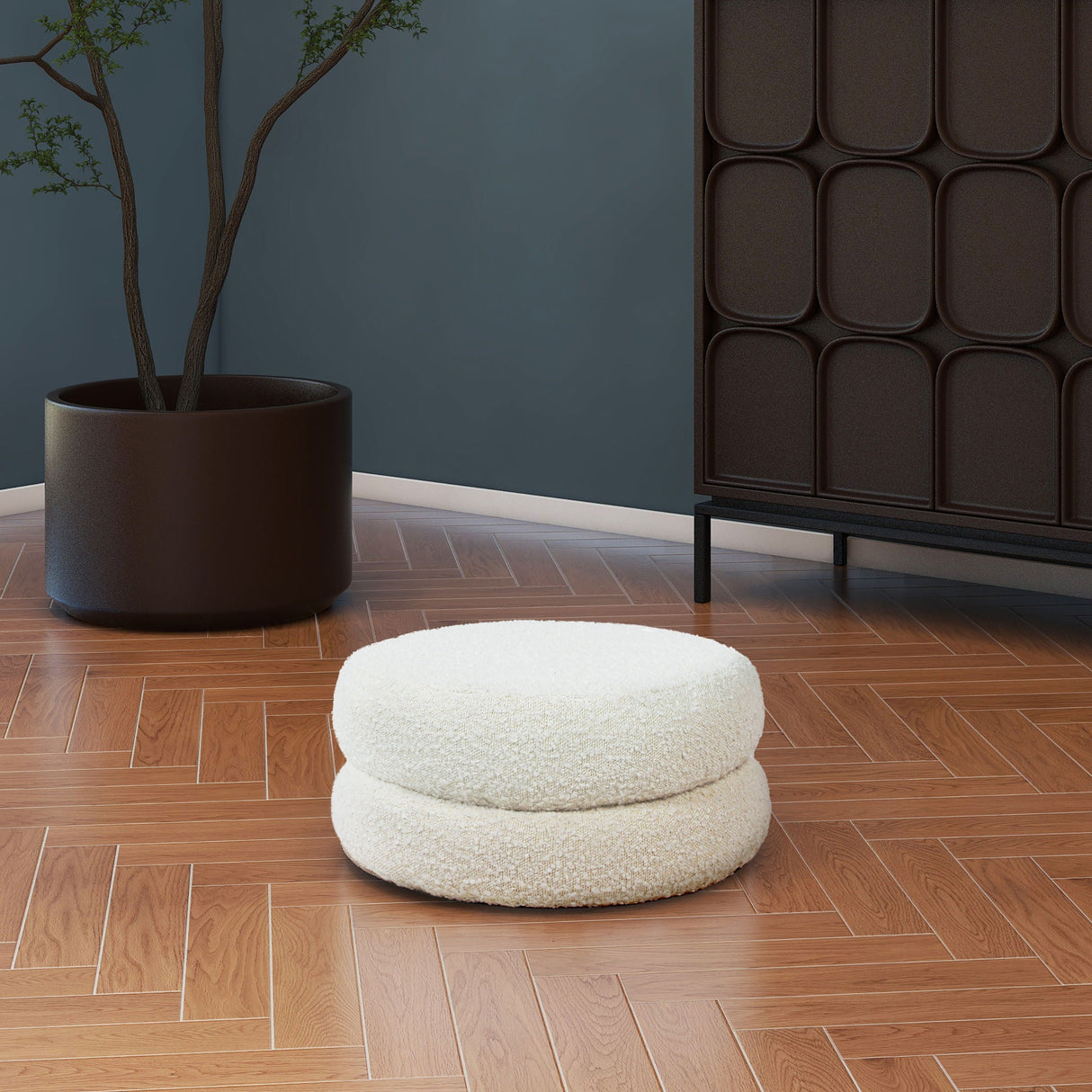 Homary - Floor Cushion Footrest Ottoman - Ivory White by Couch.com