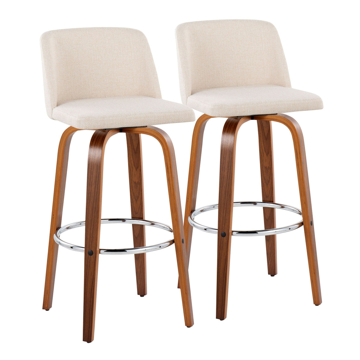 Toriano - Mid Century Modern Fixed Height, Barstool With Swivel With Round Footrest (Set of 2) by Couch.com