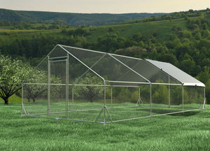 Large Metal Chicken Coop, Walk In Poultry Cage Hen Run House Rabbits Habitat Cage Spire Shaped Coop With Waterproof And Anti Ultraviolet Cover by Couch.com