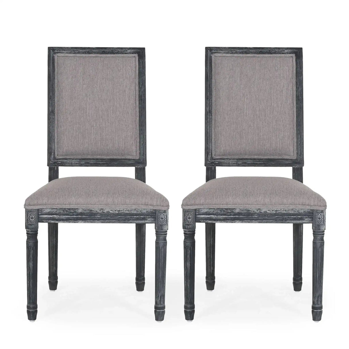 French Country Style Dining Chair with Upholstered Seating and Fluted Legs