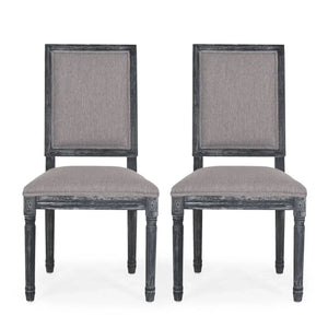 French Country Style Dining Chair with Upholstered Seating and Fluted Legs