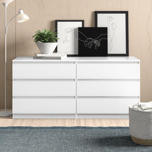 Couch.com 6 Drawer Double Dresser For Bedroom Living Room Hallway White, with Storage, Wood Construction, White Finish by Couch.com