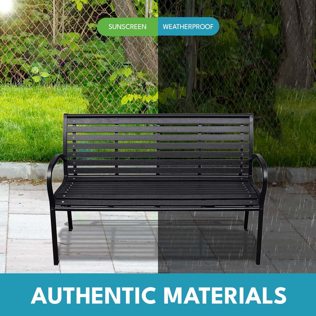 Patio Bench Steel - Black by Couch.com