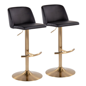 Toriano - Contemporary Adjustable Barstool With Swivel With Rounded T Footrest (Set of 2) by Couch.com