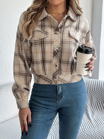 Classic Plaid Button Up Long Sleeve Jacket Women Cozy Trendy Everyday Wear Simple Jacket