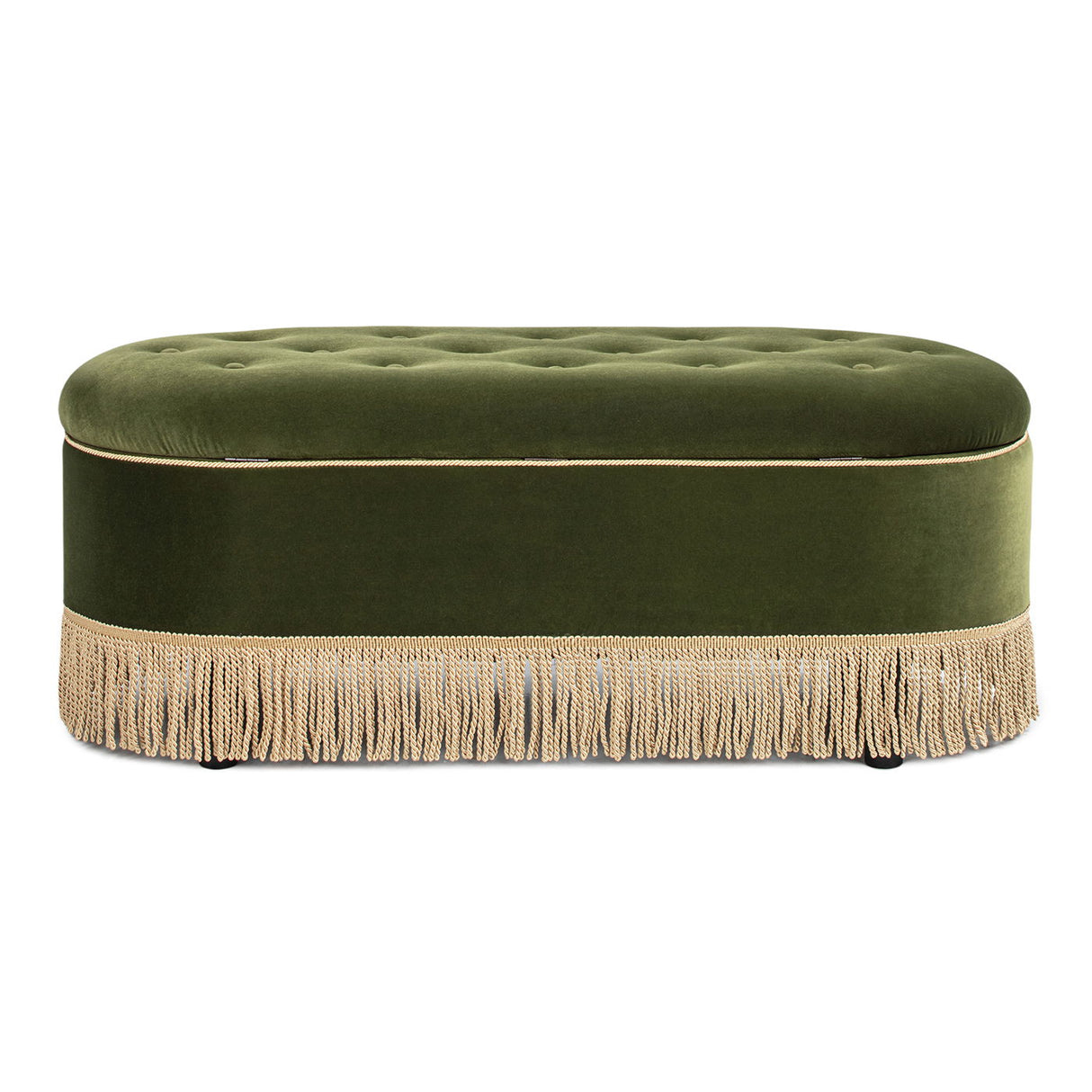 Melinda - Oval Tufted Bullion Fringe Storage Bench by Couch.com