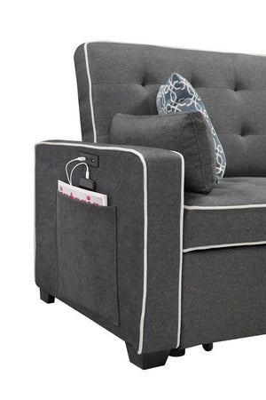 Cody - Modern Fabric Sleeper Sofa With 2 USB Charging Ports And 4 Accent Pillows - Gray by Couch.com
