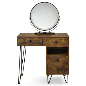 Modern Dressing Table with Storage Cabinet-Black
