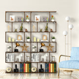 6 Tier S-Shaped Bookshelf Storage Display Bookcase Decor Z-Shelf -Black