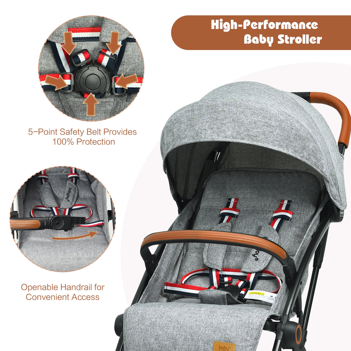 Lightweight Aluminium Frame Baby Stroller with Net-Beige