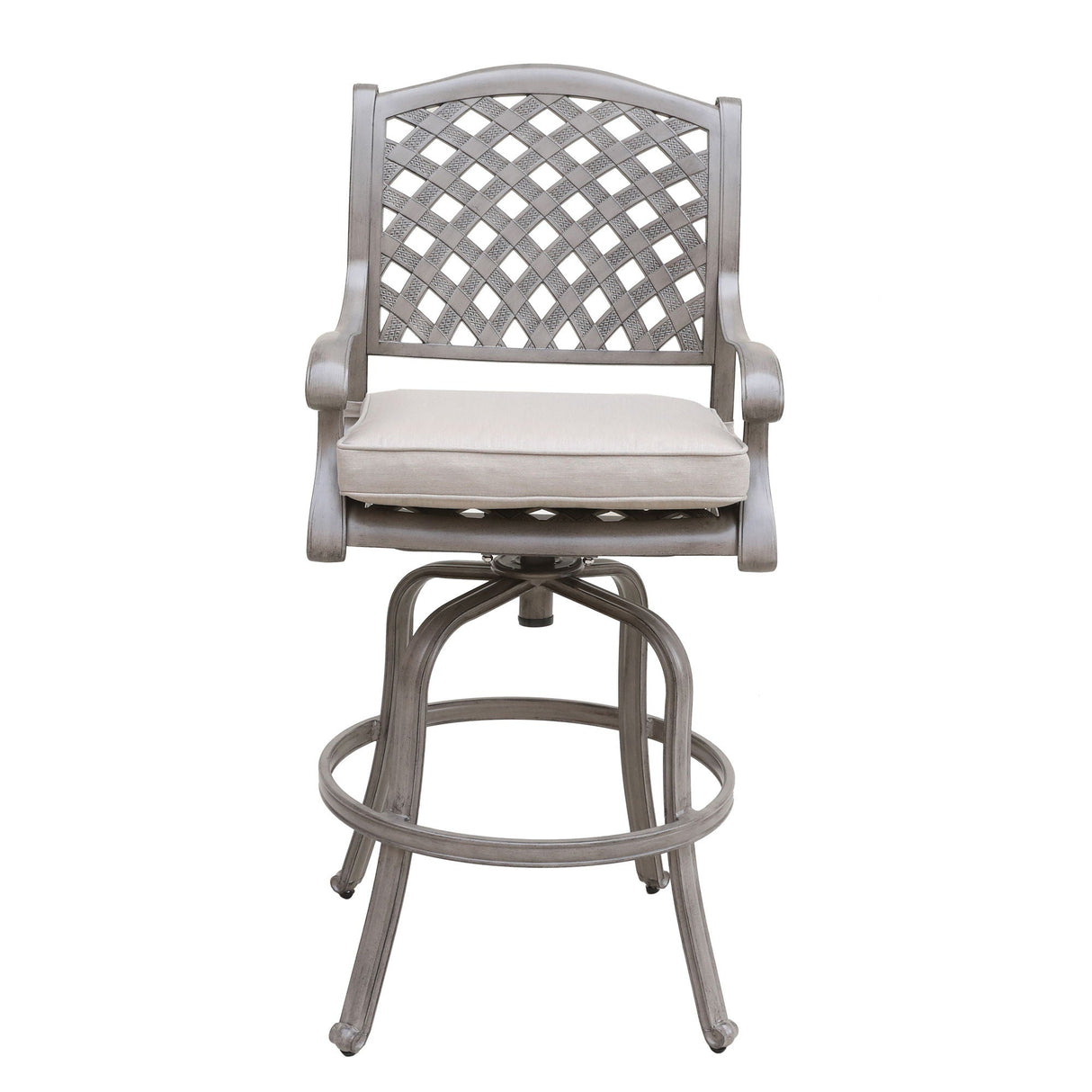 Cast Aluminum Bar Stool With Cushion (Set of 2) - Gray by Couch.com