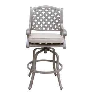 Cast Aluminum Bar Stool With Cushion (Set of 2) - Gray by Couch.com
