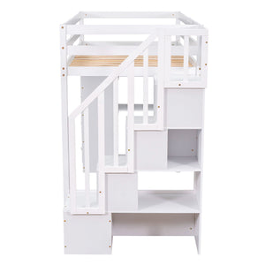 Loft Bed With Storage Drawers And Stairs With Shelves by Couch.com