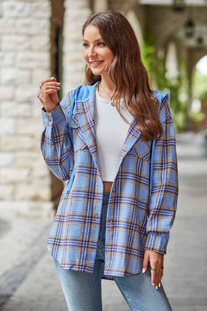 Modern Women Plaid Long Sleeve Hooded Jacket Stylish & Comfortable Outerwear For Winter And Autumn