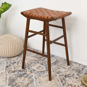 Maya - Genuine Leather Stool - Rustic / Tan by Couch.com