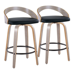 Grotto - Mid Century Modern Fixed Height Counter Stool With Swivel With Round Footrest (Set of 2) by Couch.com